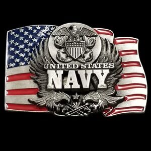 1991 Vintage Siskiyou Buckle Co.‎ US Navy American Flag Belt Buckle Made in USA